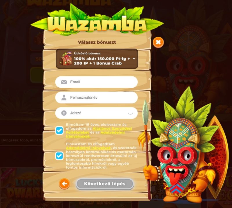 Wazamba kaszinó regisztráció